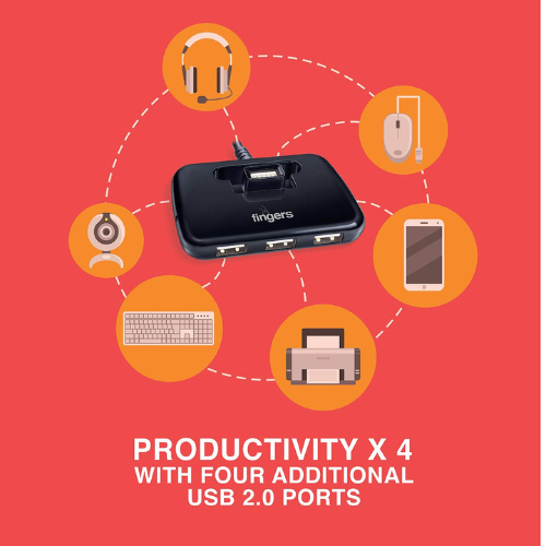 Finger’s Quadrant U2.0 4-Port USB Hub (4 x USB 2.0)